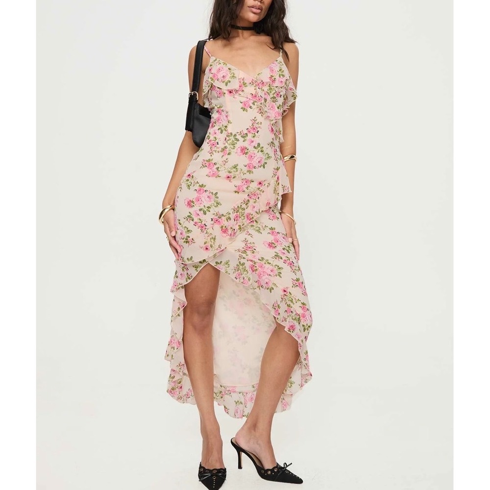 Princess Polly Fiona Rose Floral Dress Women 12 Pink Ruffle Romantic Coquette